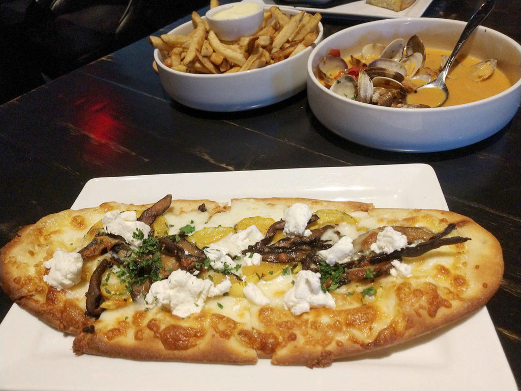 Flatbread with warm goat cheese, squash and mushrooms at LJ’s Bistro & Bar in Lake Stevens. (Sara Bruestle / The Herald)
