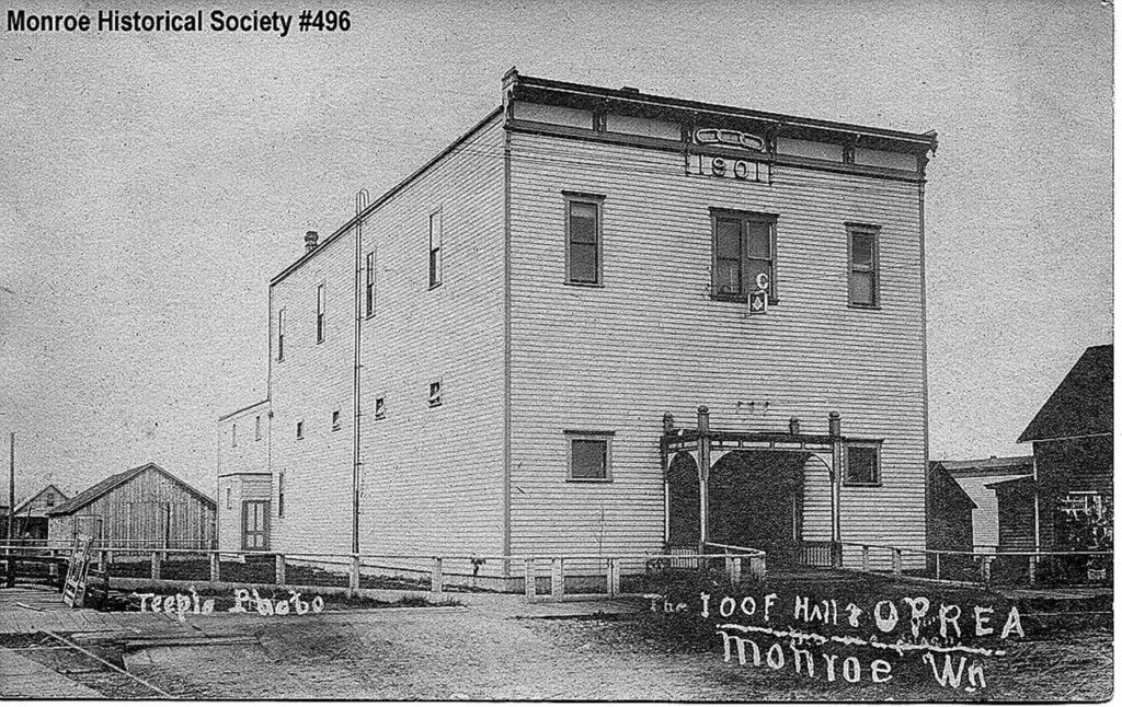 Monroe’s first entertainment space, the Independent Order of Odd Fellows Hall, was built in 1893. (Monroe Historical Society)
