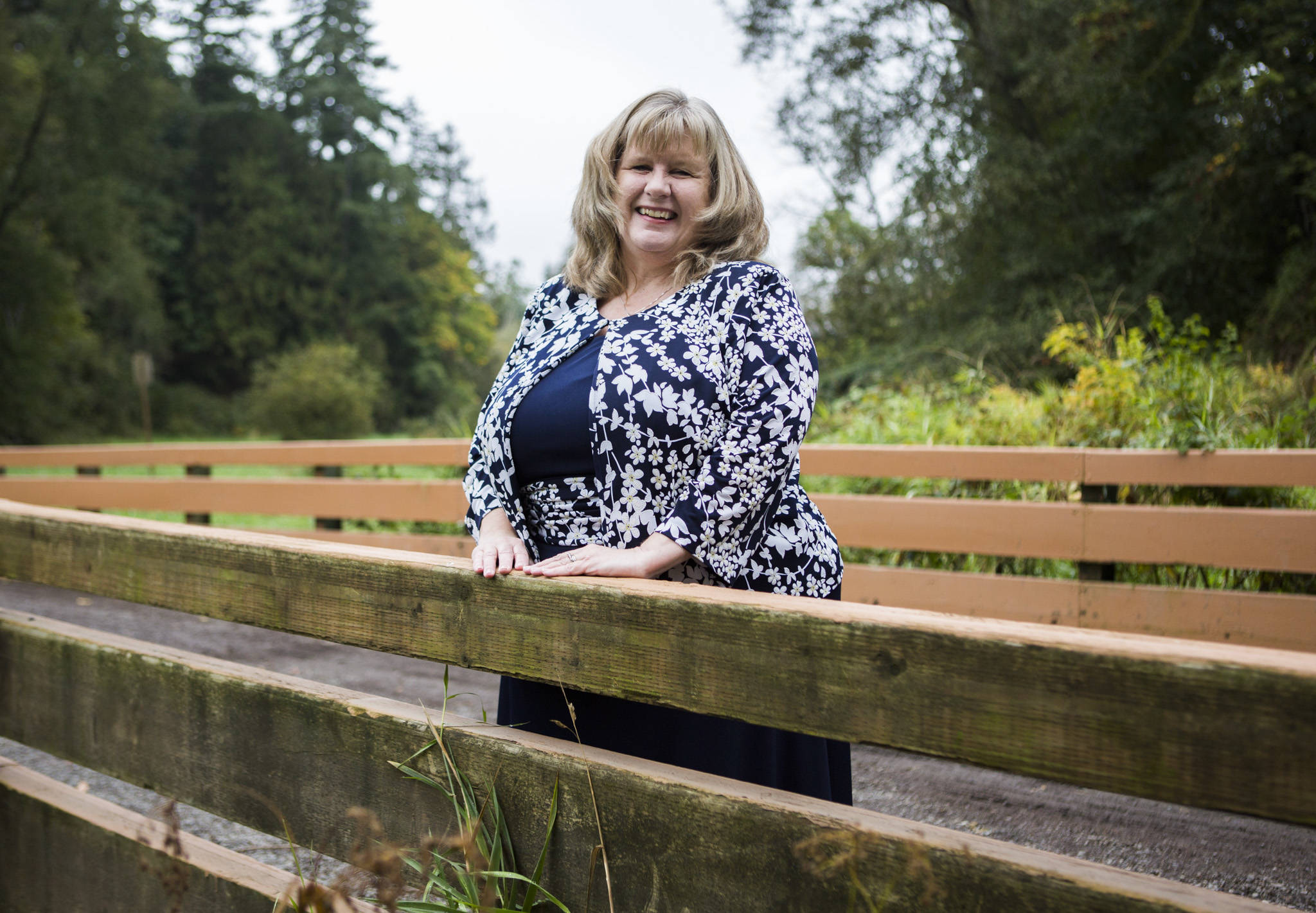 Marysville’s Parks, Culture and Recreation Director Tara Mizell at Jennings Memorial Park on Wednesday. (Olivia Vanni / The Herald)