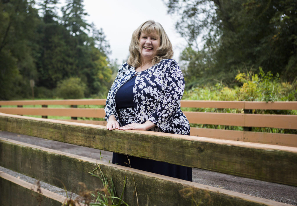 Marysville’s Parks, Culture and Recreation Director Tara Mizell at Jennings Memorial Park on Wednesday. (Olivia Vanni / The Herald)
