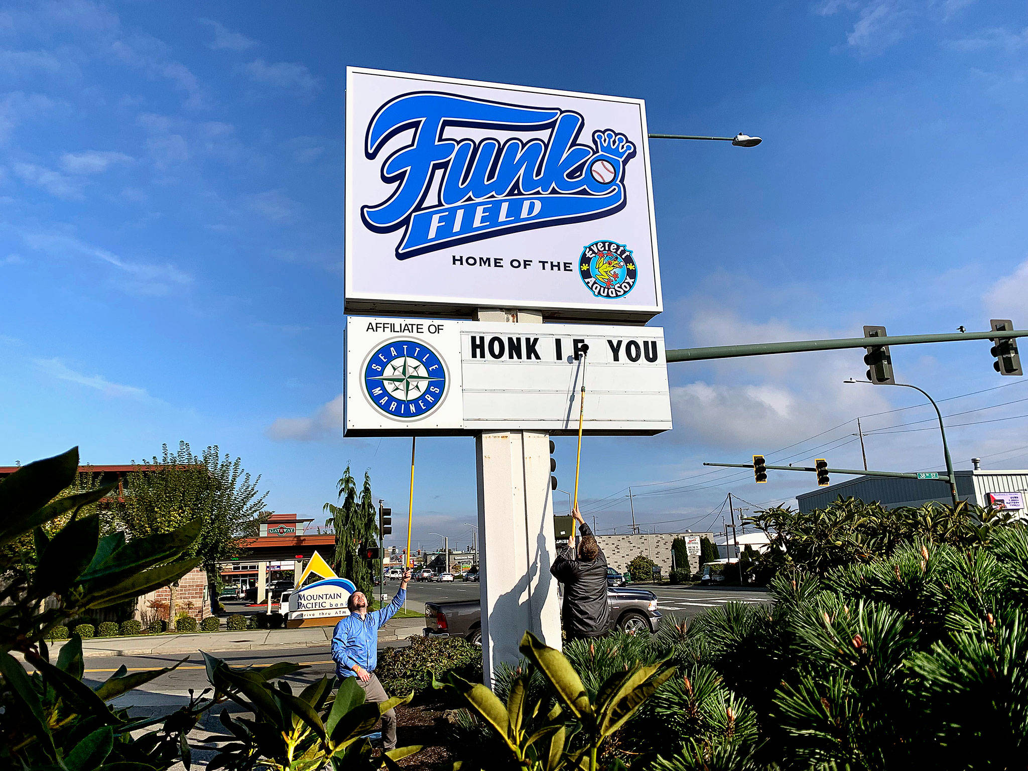 Silly signs at Funko Field greet drivers along Broadway Silly signs at Funko Field greet drivers along Broadway