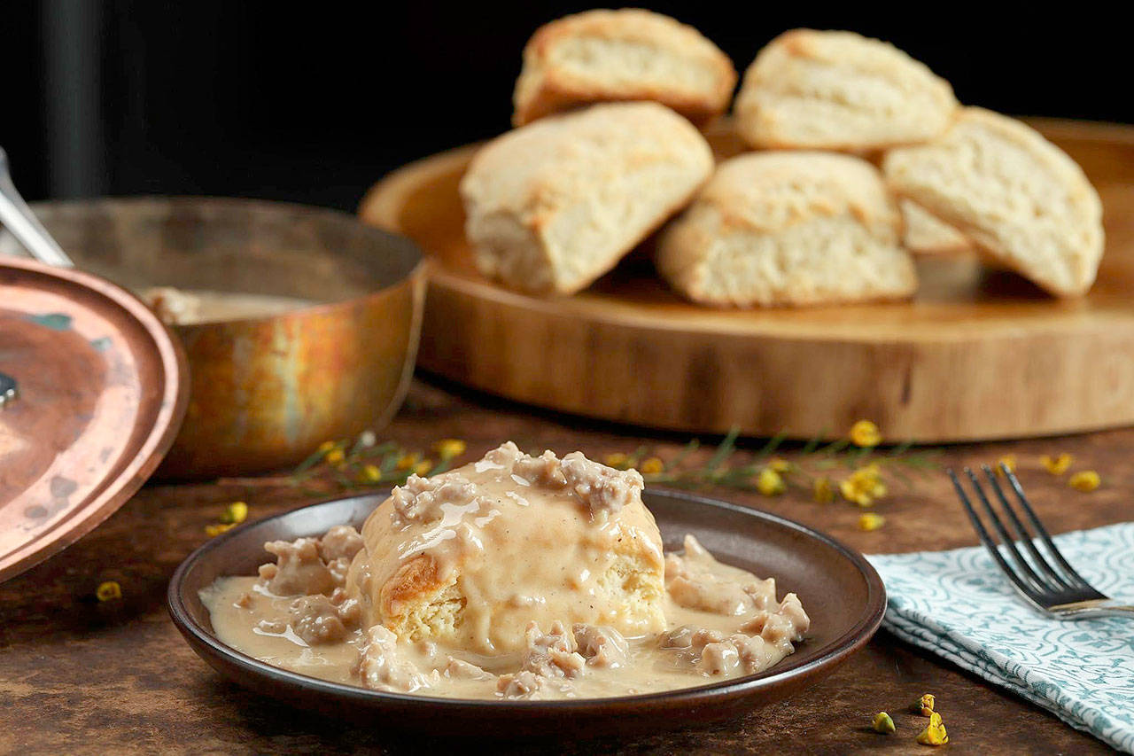 Serve the sausage gravy over biscuits, whole or split, as you prefer. Or spoon it over pork chops or chicken-fried steak. (Abel Uribe / Chicago Tribune)