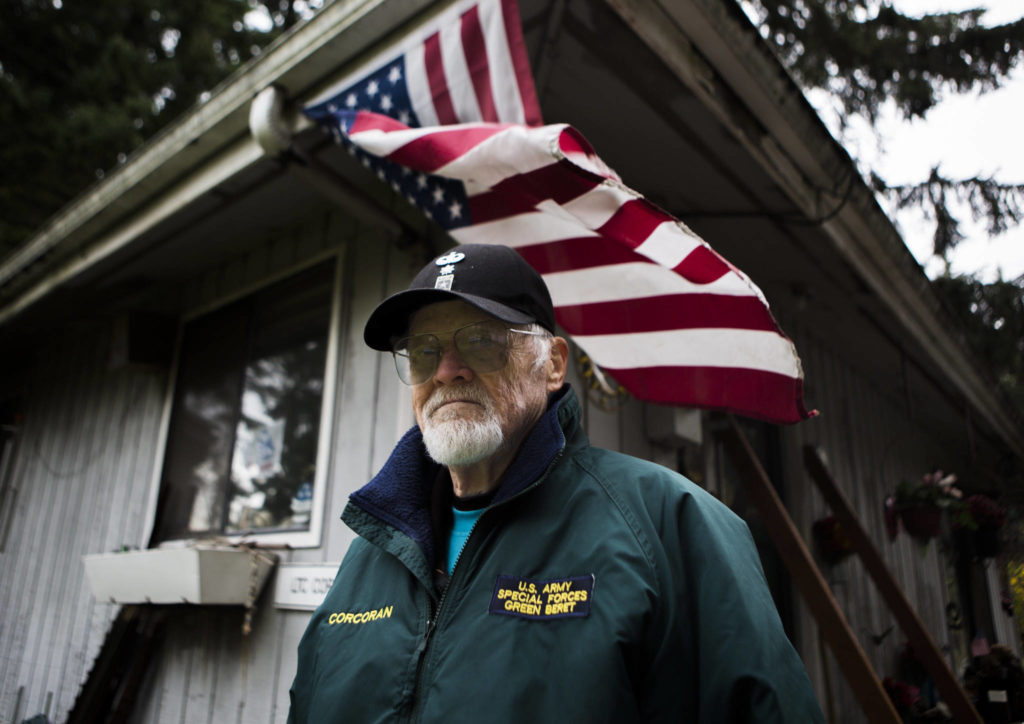 Jim Corcoran at his home near Mill Creek on Friday. He’s donated the land to Snohomish County, to be preserved as a park. (Olivia Vanni / The Herald)
