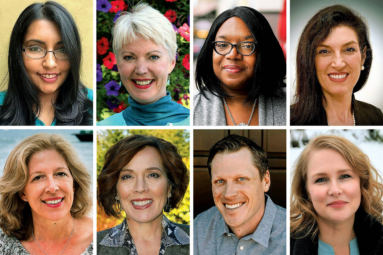 Top (L-R): Jenna Nand, Diane Buckshnis, Alicia Crank and Vivian Olson. Bottom (L-R): Susan Paine, Diana White, Nathan Monroe and Laura Johnson.