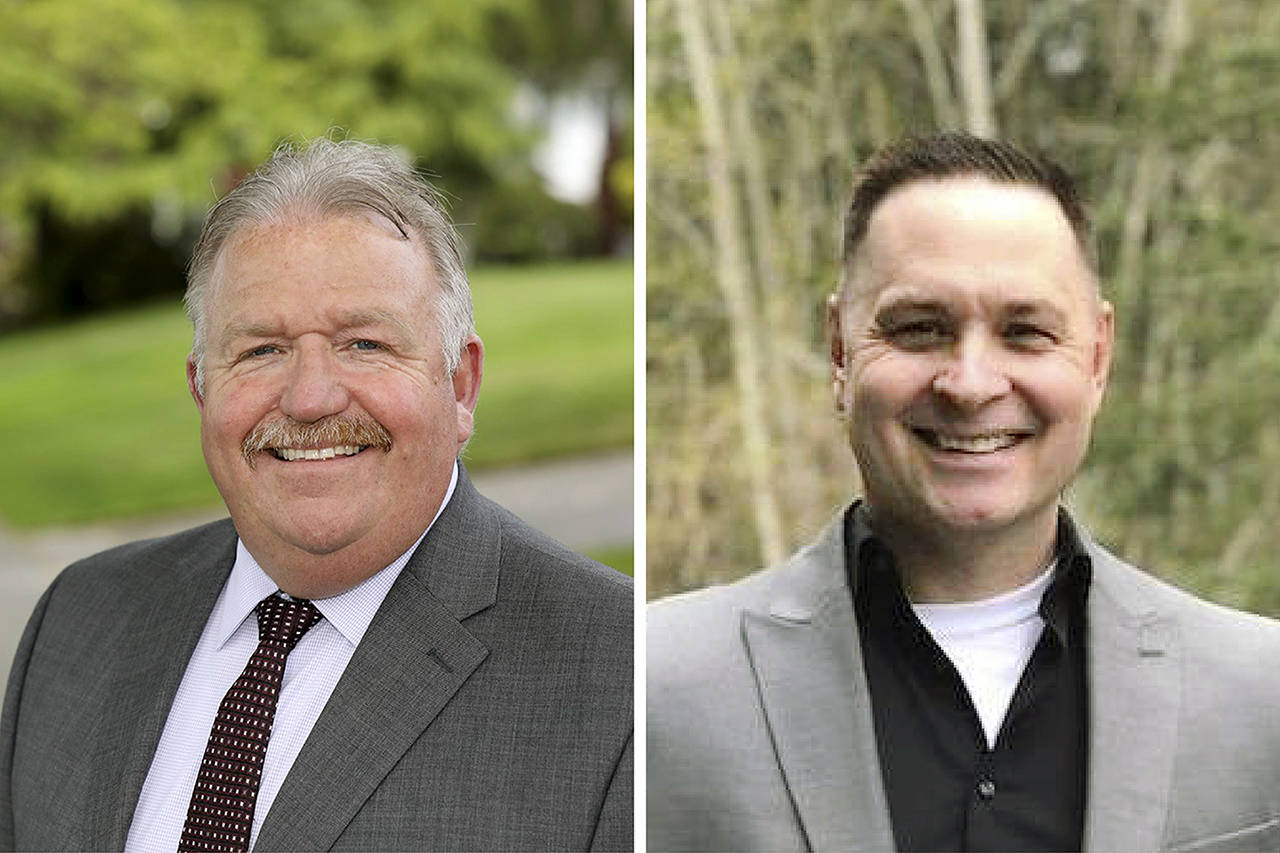 Snohomish County Sheriff’s candidates Ty Trenary (left) Adam Fortney.