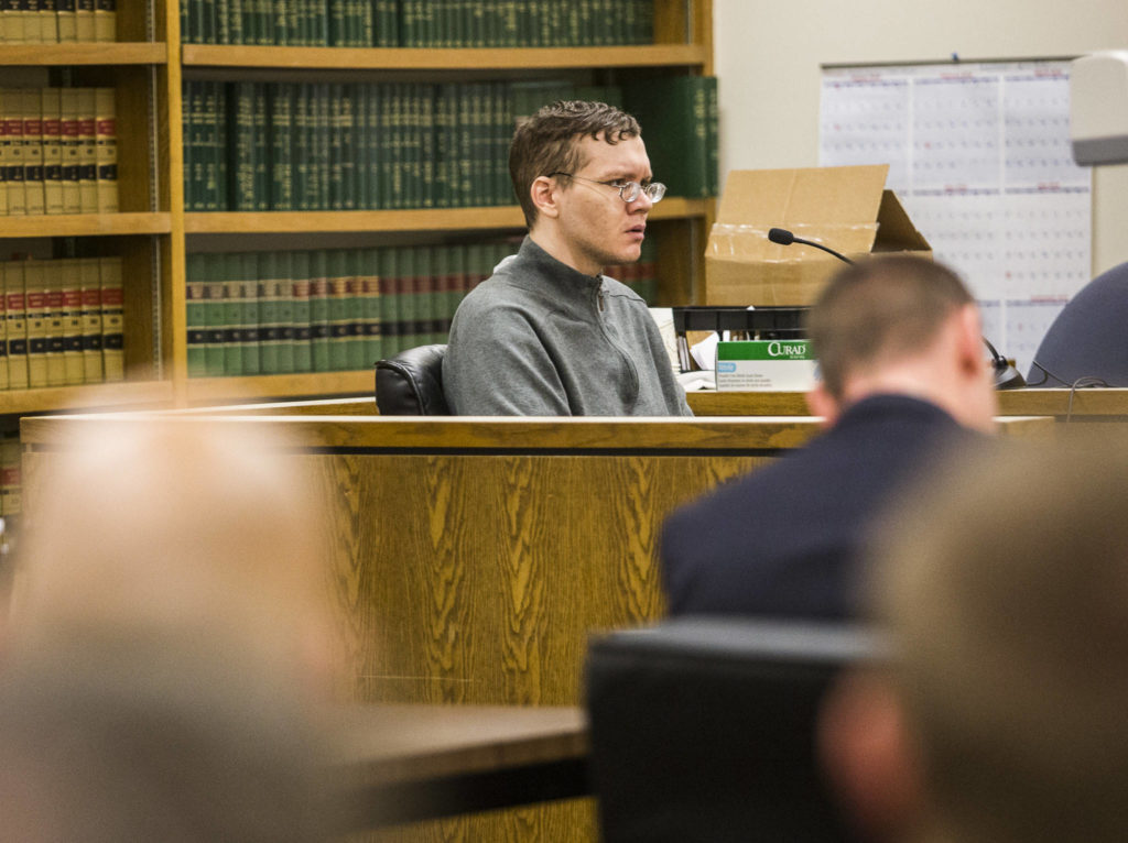 Anthony Garver testifies at the Snohomish County Courthouse on Oct. 25, 2019 in Everett, Wash. (Olivia Vanni / The Herald)

