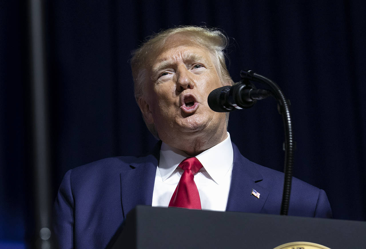 President Donald Trump speaks about criminal justice reform at the David Swinton Campus Center on Friday at Benedict College in Columbia, South Carolina. (Tracy Glantz/The State via AP, Pool)