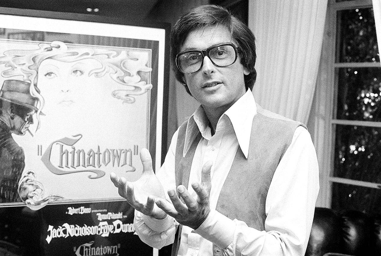 Paramount Pictures production chief Robert Evans talks about the film “Chinatown” in this 1974 file photo. He died Saturday at the age of 89. (Associated Press)