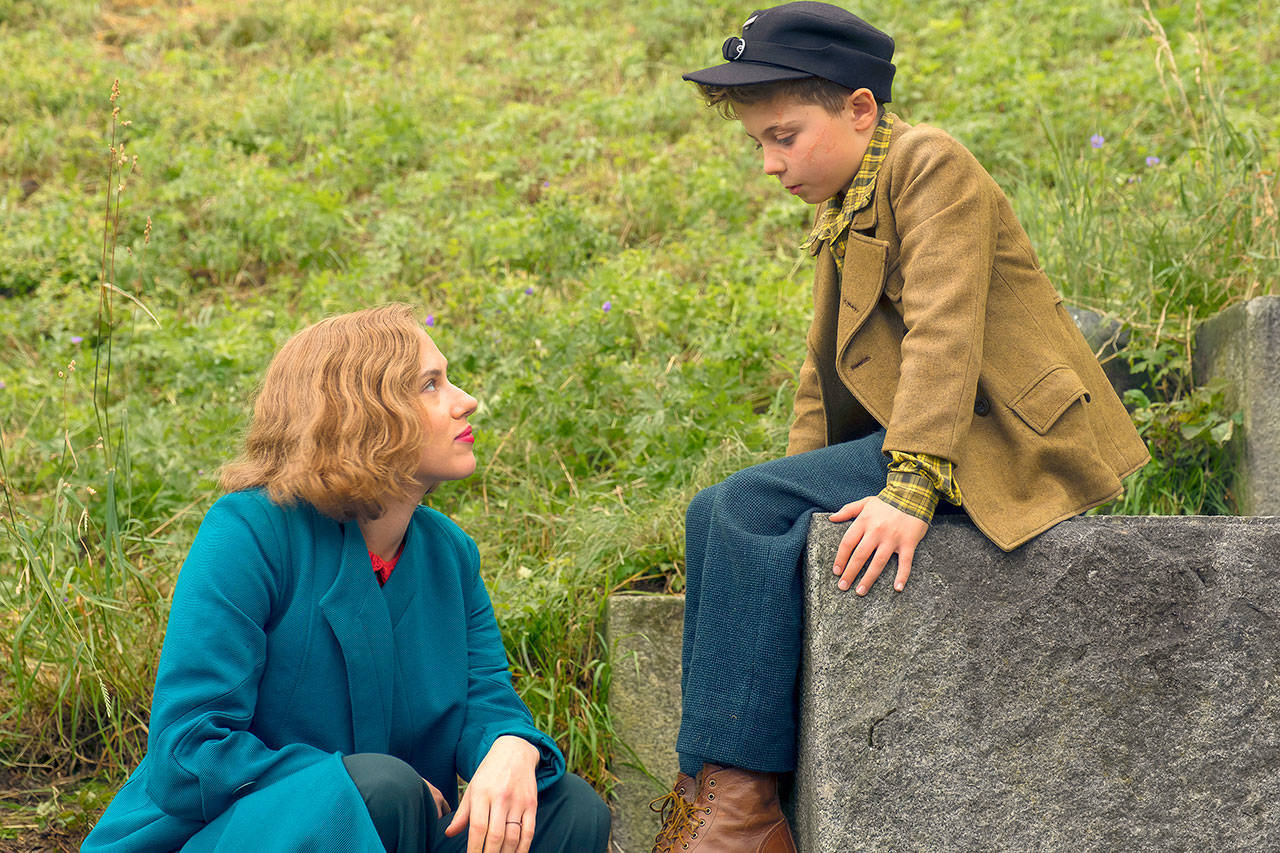 “JoJo Rabbit” stars Scarlett Johansson and Roman Griffin Davis as mother and son in 1945 Germany. (Twentieth Century Fox)