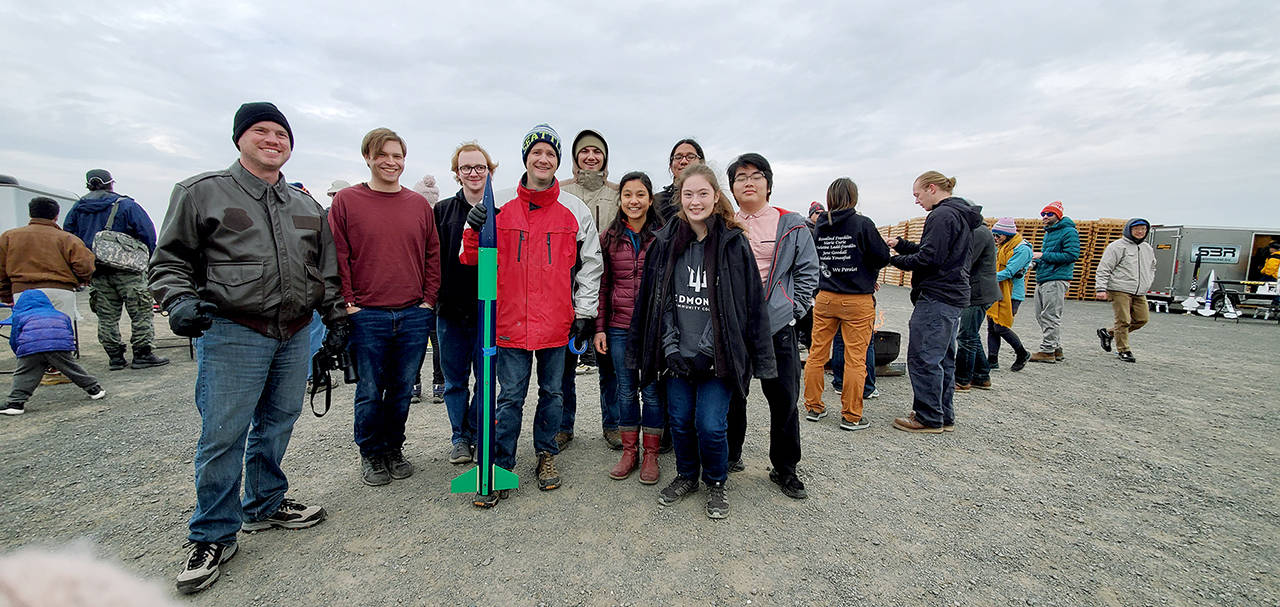 Edmonds CC Rocketry Society members and Instructor Will Hamp (center). (Edmonds Community College)