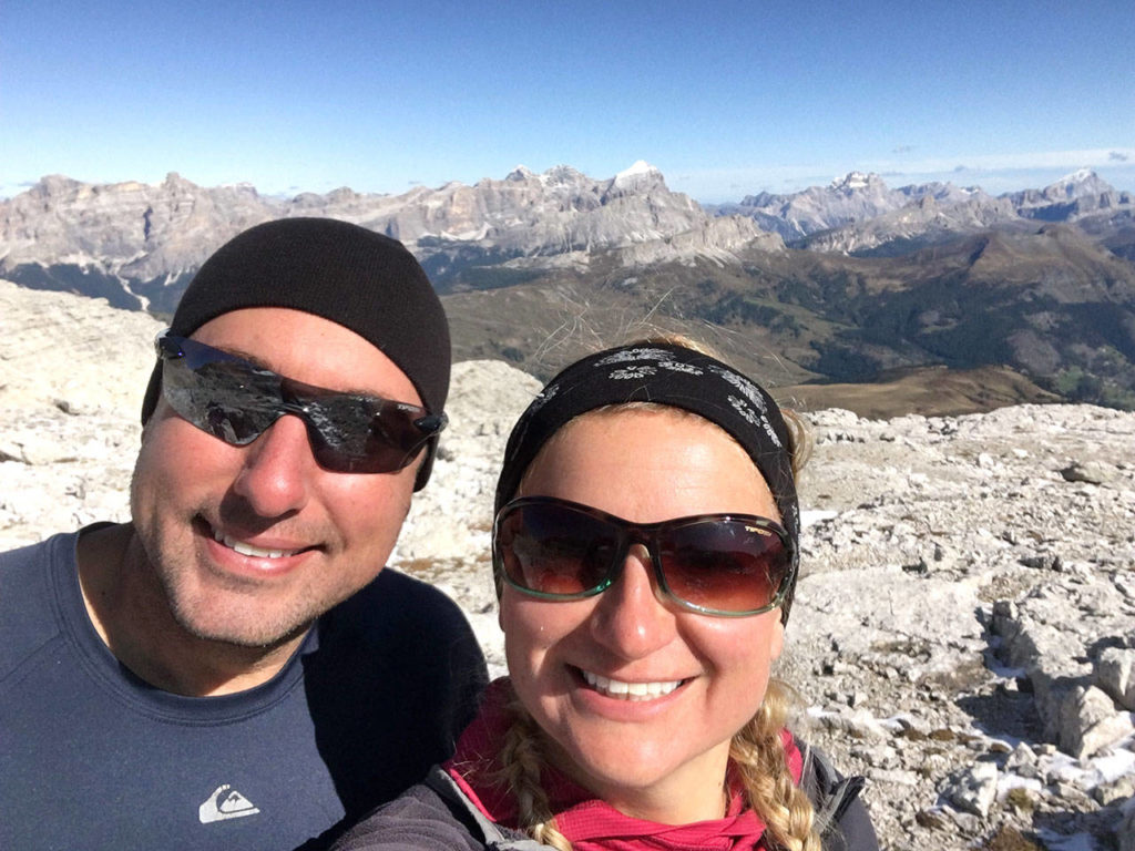 Jordan Tursi and Kristina Ciari on a hike from the Franz-Kostner Hutte, one of two mountain huts the coupled stayed in during their vacation to Italy. (Kristina Ciari)
