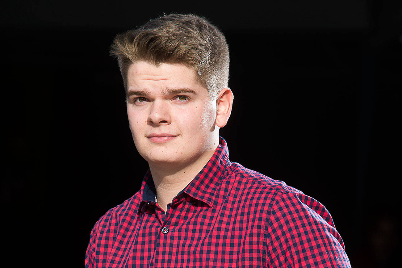 Aaron Steich is a senior at Cedar Park Christian School in Lynnwood. (Andy Bronson / The Herald)