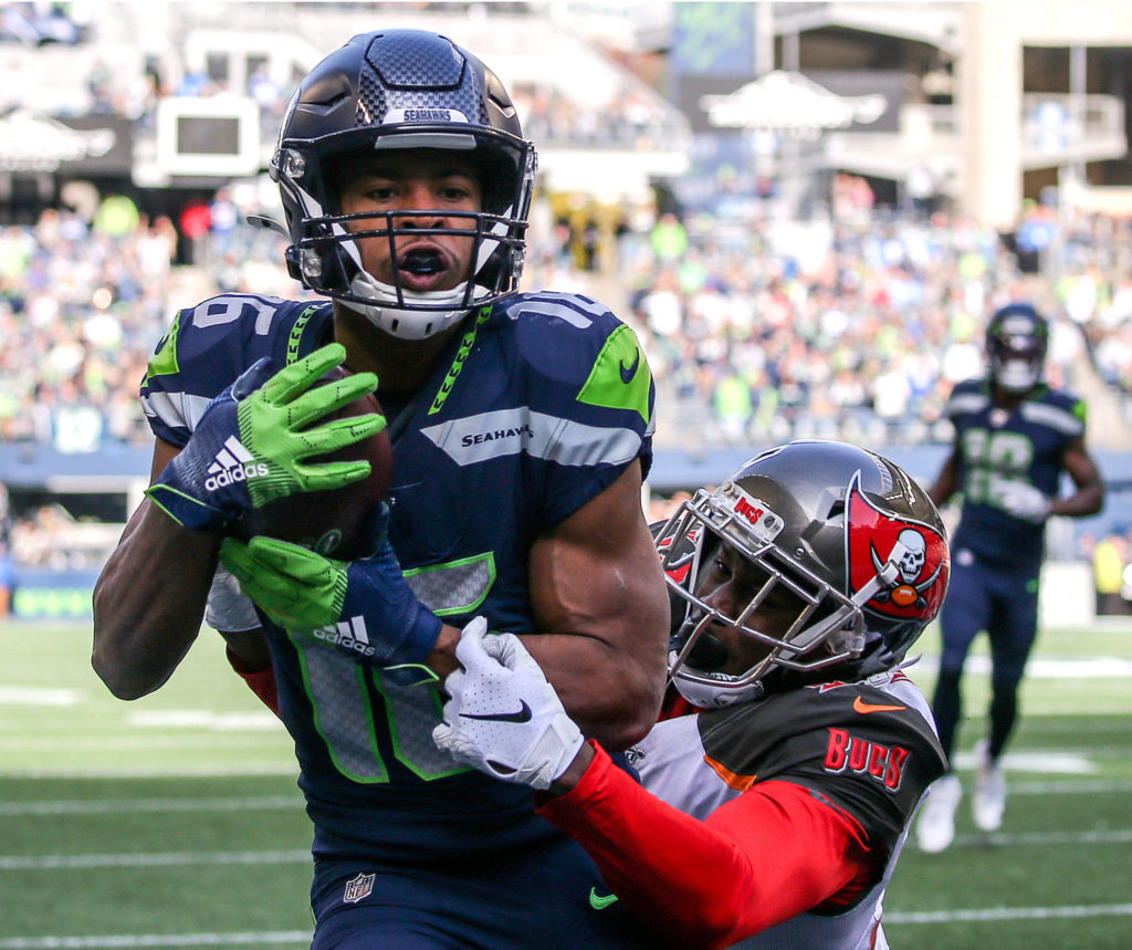 Seahawks beat the Buccaneers 40-34 in overtime Sunday afternoon at CenturyLink Field in Seattle on November 3, 2019. (Kevin Clark / The Herald)
