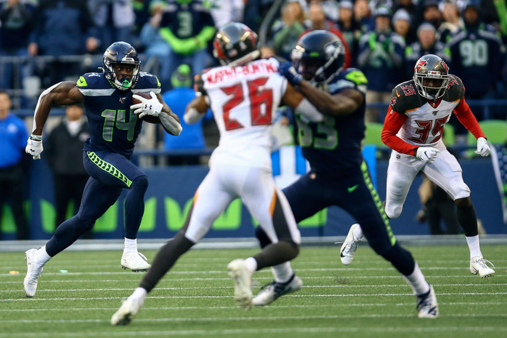 Seahawks beat the Buccaneers 40-34 in overtime Sunday afternoon at CenturyLink Field in Seattle on November 3, 2019. (Kevin Clark / The Herald)
