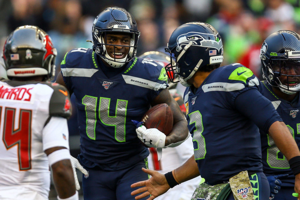 Seahawks beat the Buccaneers 40-34 in overtime Sunday afternoon at CenturyLink Field in Seattle on November 3, 2019. (Kevin Clark / The Herald)
