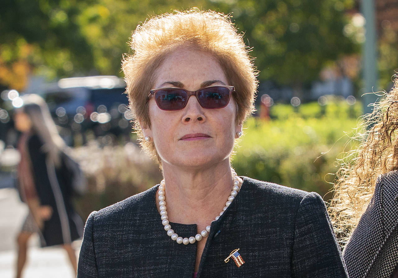 In this Oct. 11 photo, former U.S. ambassador to Ukraine Marie Yovanovitch arrives on Capitol Hill in Washington. (AP Photo/J. Scott Applewhite, File)