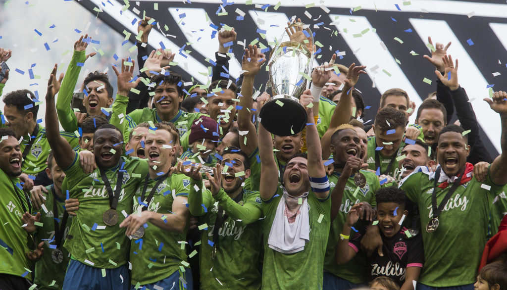 The Seattle Sounders beat Toronto FC 3-1 to win the MLS Cup at CenturyLink Field on Sunday, Nov. 10, 2019 in Seattle, Wash. (Andy Bronson / The Herald)
