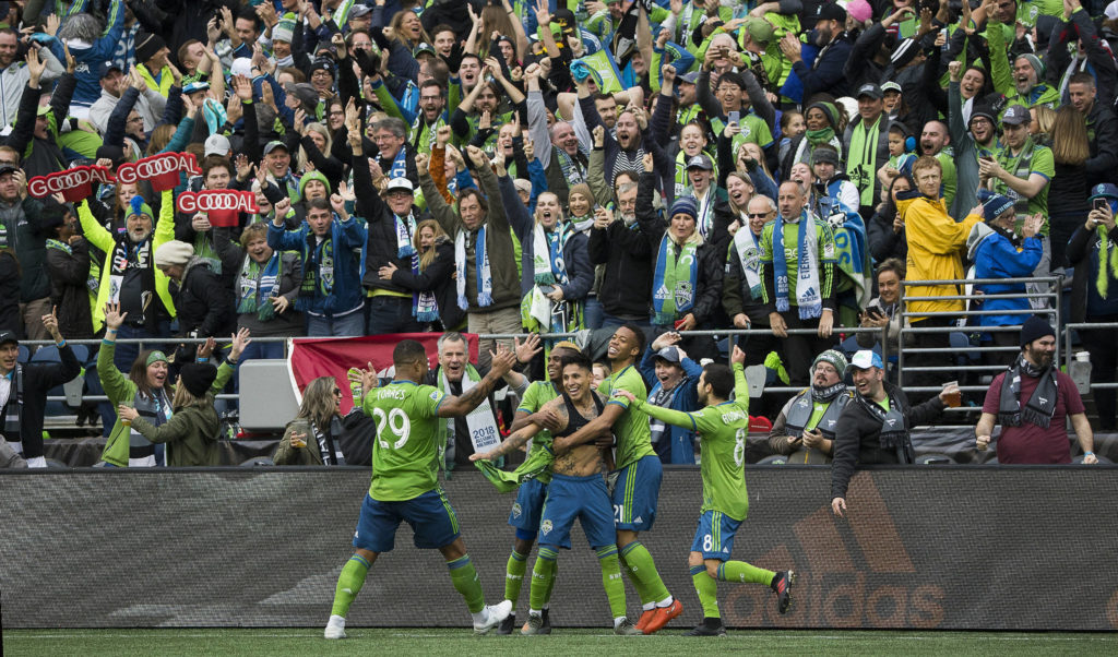 The Seattle Sounders beat Toronto FC 3-1 to win the MLS Cup at CentturyLink Field on Sunday, Nov. 10, 2019 in Seattle, Wash. (Andy Bronson / The Herald)
