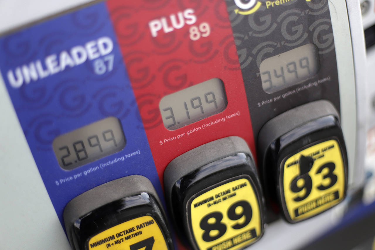 In this Sept. 16 photo, prices are displayed on a gas pump in Pittsburgh. (AP Photo/Gene J. Puskar, File)