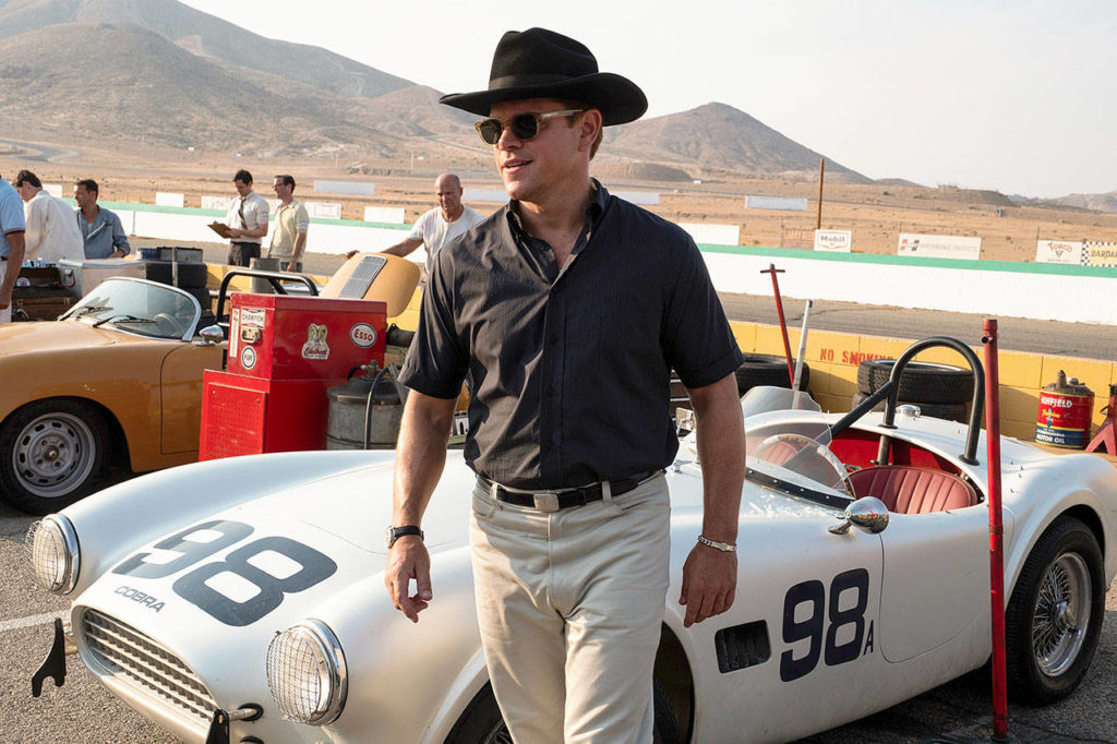 Matt Damon plays legendary car guy Carroll Shelby in “Ford v Ferrari,” a dramatization of how the American automaker took on the Italians on their own racing turf — and won. (20th Century Fox)
