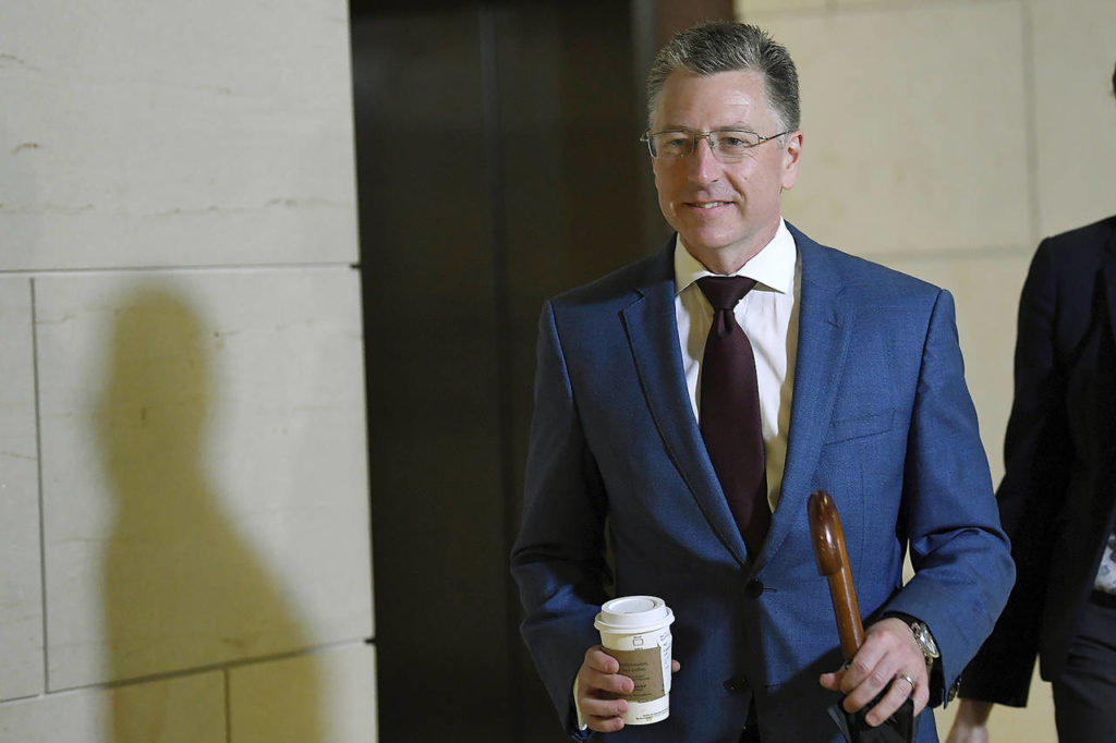 In this Oct. 16 photo, Kurt Volker, President Donald Trump’s former special envoy to Ukraine, arrives on Capitol Hill in Washington. (AP Photo/Susan Walsh)
