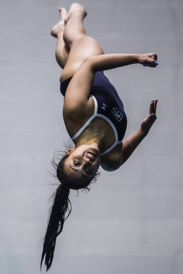Glacier Peak senior Ryzele Lagdaan took fourth place in diving. (Olivia Vanni / The Herald)