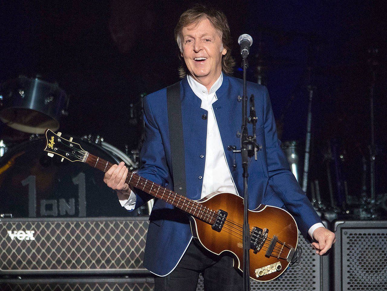 Paul McCartney performs at Amalie Arena in Tampa, Florida, in 2017. The musician has snagged the coveted Saturday-night headline slot at Glastonbury next year. (AP Photo/Scott Audette, file)