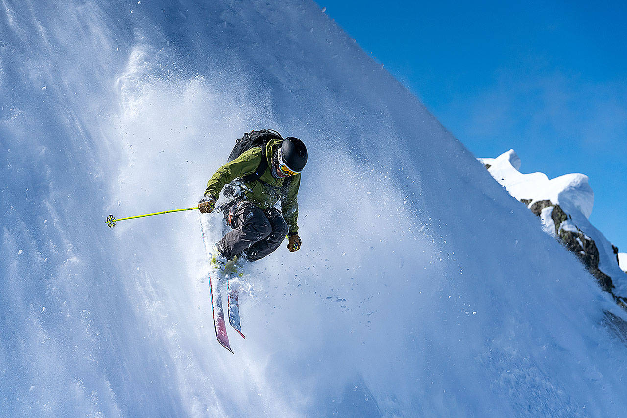 Marcus Caston plunges down a slope in the French Alps. (Warren Miller Productions)