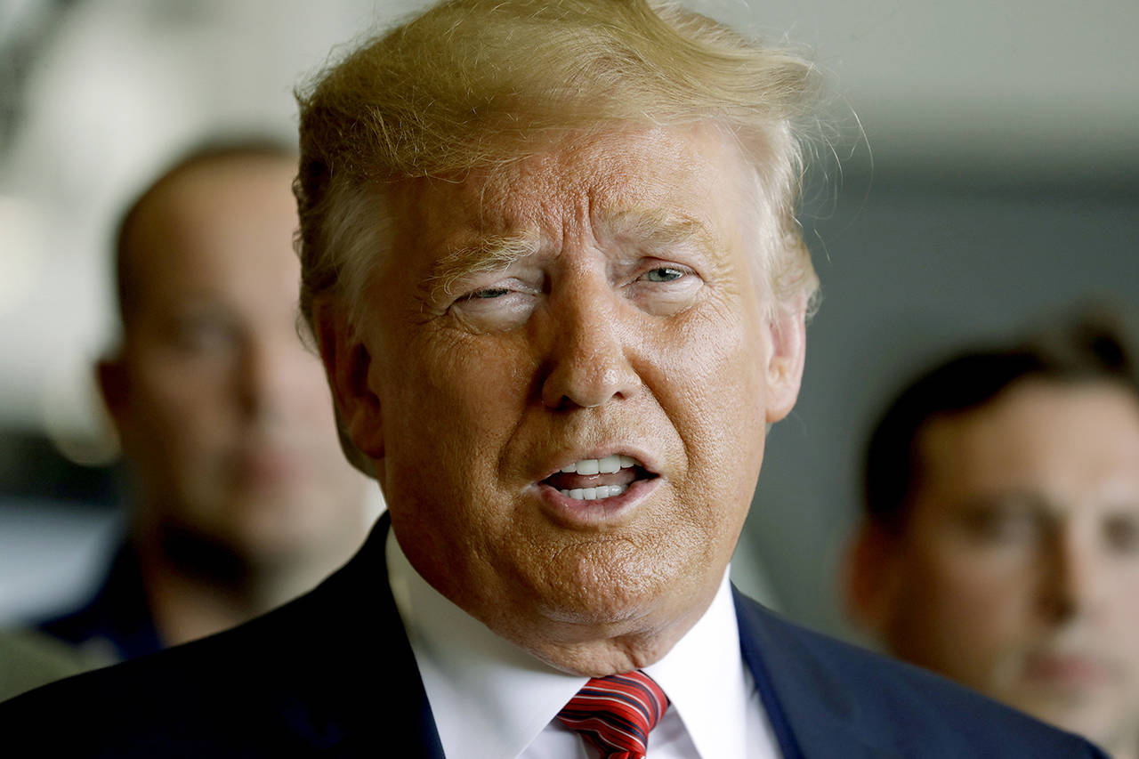 In this Sept. 22 photo, President Donald Trump speaks at a news conference in Webster, Texas. (AP Photo/Evan Vucci, File)