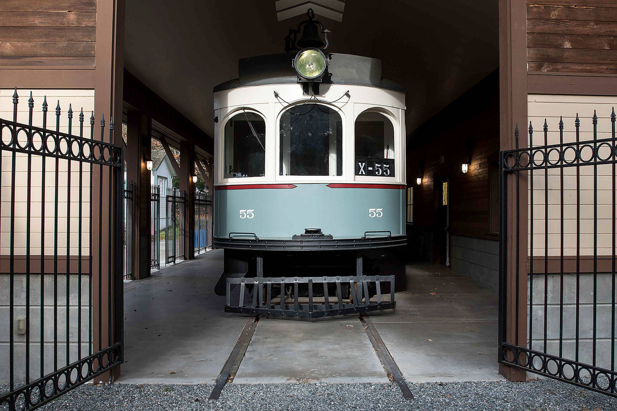 Trolley No. 55 is on displayed at the Lynnwood-Alderwood Manor Heritage Association. It was one of handful of cars that ran the Interurban Railway between Seattle and Everett. (Lizz Giordano / The Herald)