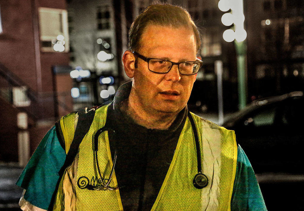 Dr. Jimmy Grierson, founder of the Safe Harbor Free Clinic in Stanwood and a Providence physician, is a volunteer with MercyWatch. (Dan Bates / The Herald)
