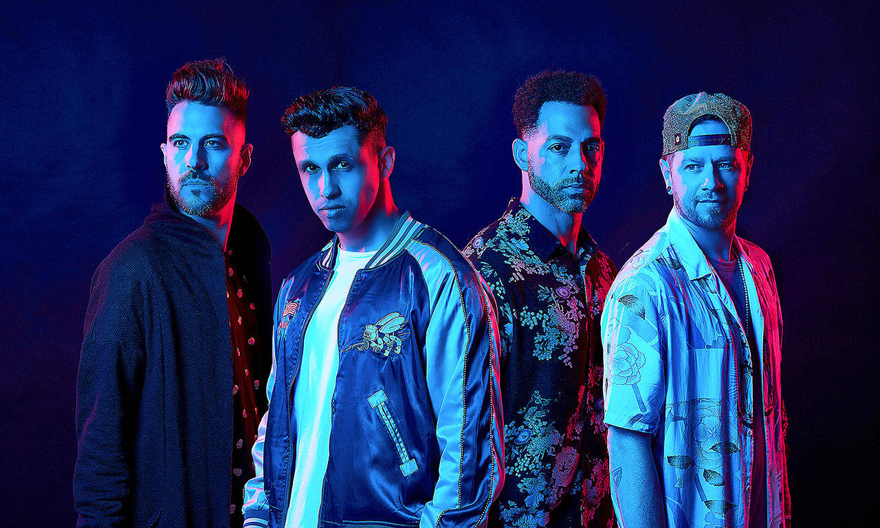 O-Town is, from left, Dan Miller, Erik-Michael Estrada, Trevor Penick and Jacob Underwood. (Photo by Mario Barberio)
