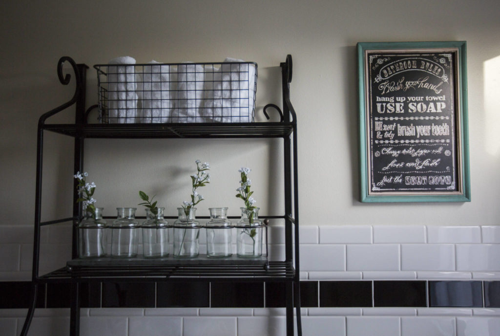 Original tile inside the VRBO home at 604 Main Street in Monroe. (Olivia Vanni / The Herald)
