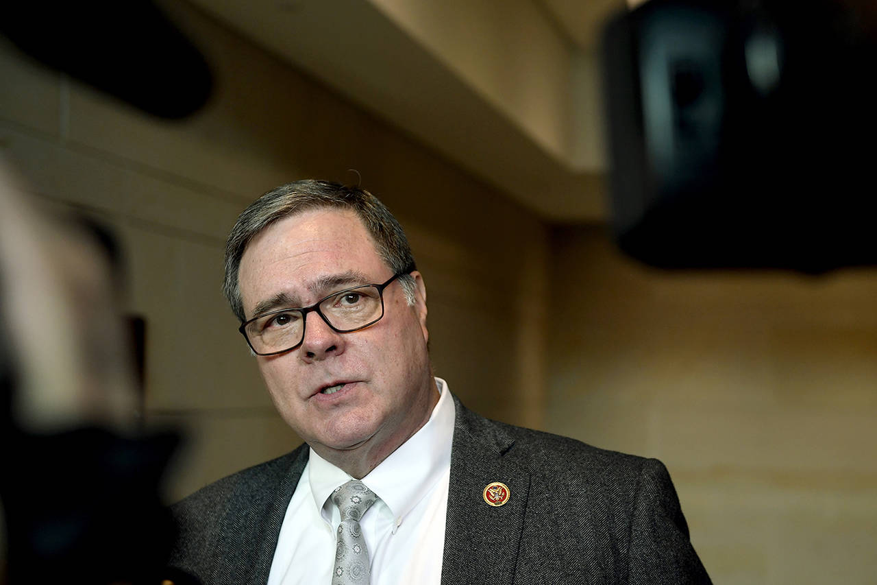 Rep. Denny Heck, D-Wash., talks to reporters on Capitol Hill in Washington on Tuesday. (AP Photo/Susan Walsh)