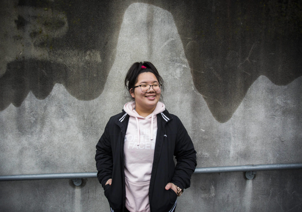 Senior Nattapon Oonlamom, 17, at Everett High School on Dec. 11. (Olivia Vanni / The Herald)
