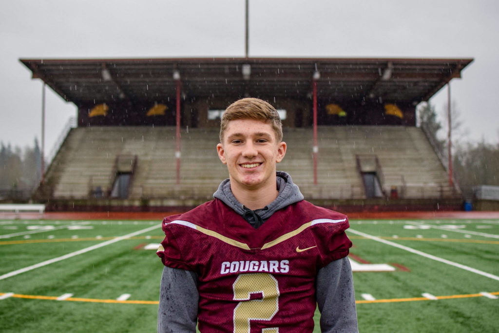 Junior wide receiver and cornerback Carson Chrisman at Dick Cardinal Stadium on Tuesday, Dec.10 at Lakewood High School in Arlington. (Katie Webber / The Herald)
