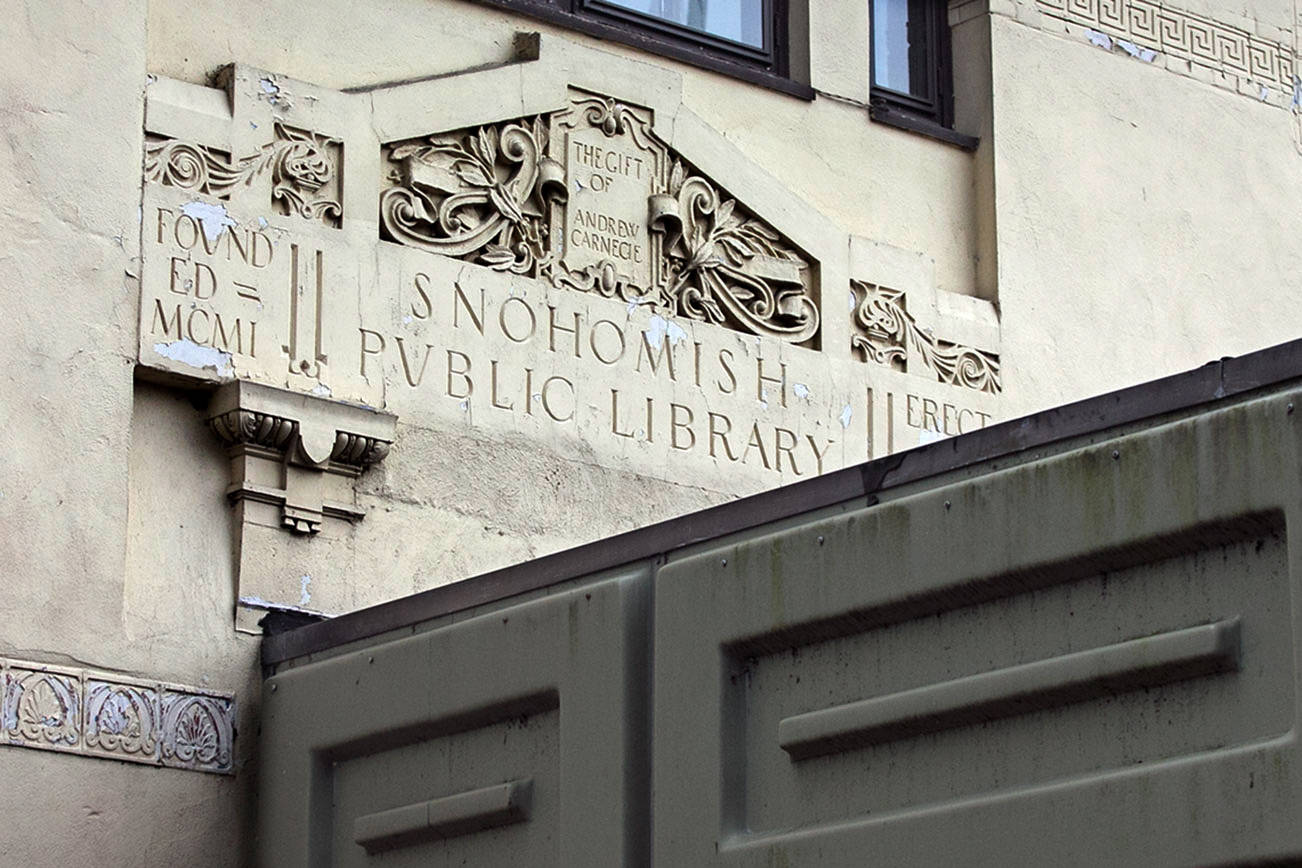 The 1968 addition at the Snohomish Carnegie library is in the planning stages of being removed and the library remodeled. (Kevin Clark / The Daily Herald)