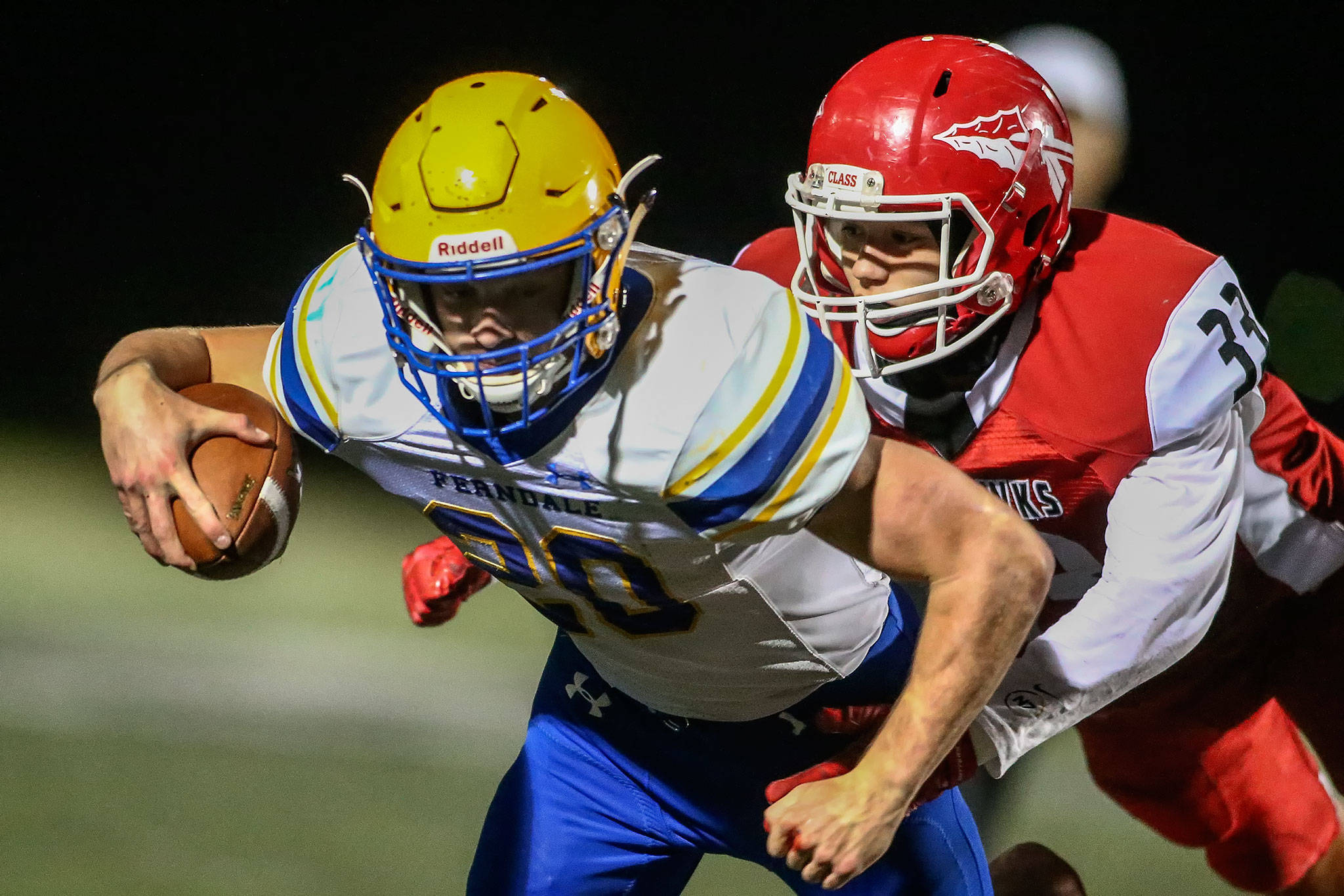 Marysville Pilchuck senior linebacker Terren Pablo was one of five All-Area selections from the Tomahawks’ stingy defense. (Kevin Clark / The Herald)