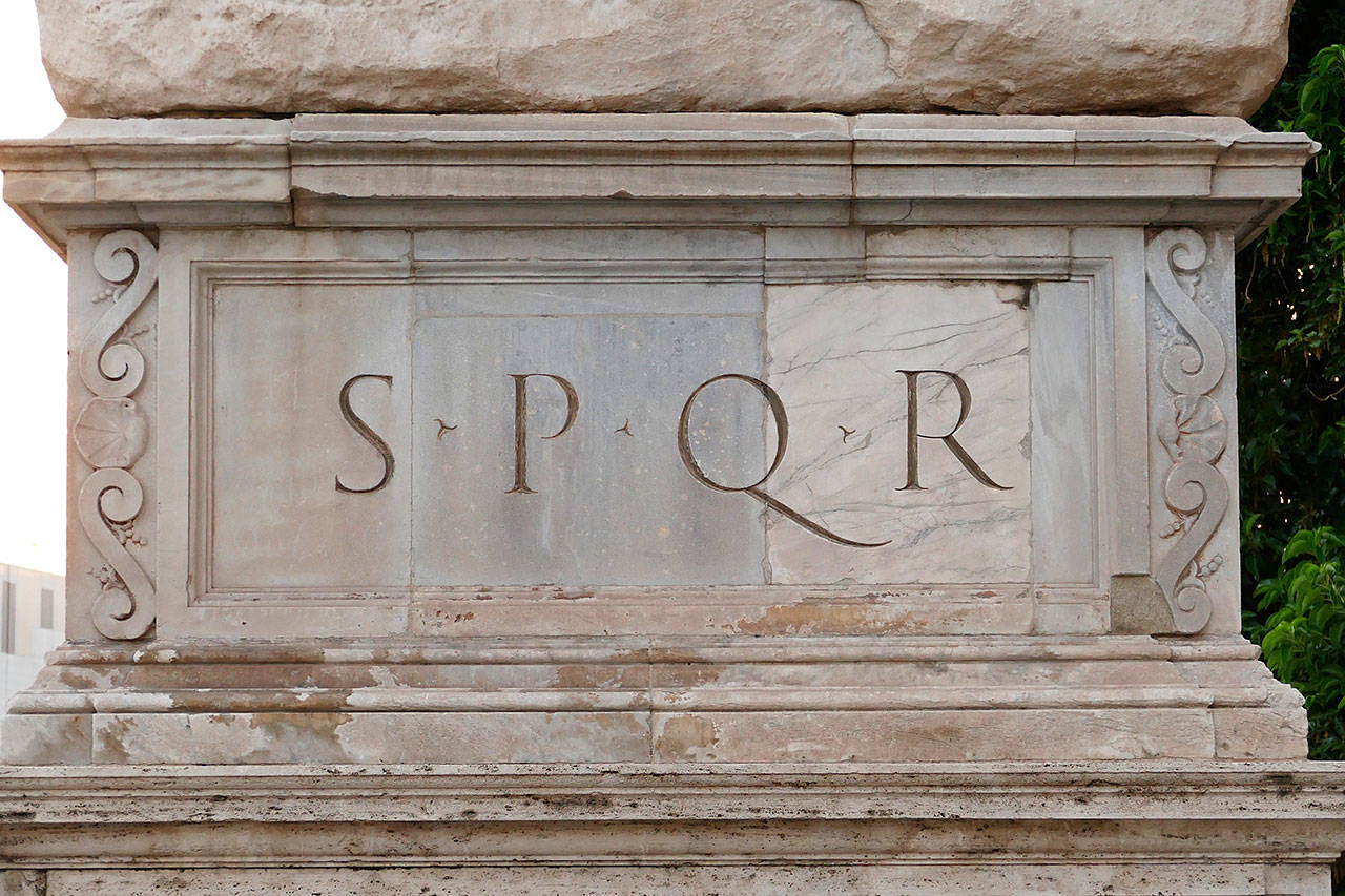 The letters S.P.Q.R. refer to the Latin phrase Senatus Populusque Romanus or the Roman Senate and the People. Today it is used as an official emblem of the modern-day municipality of Rome. (Getty Images)