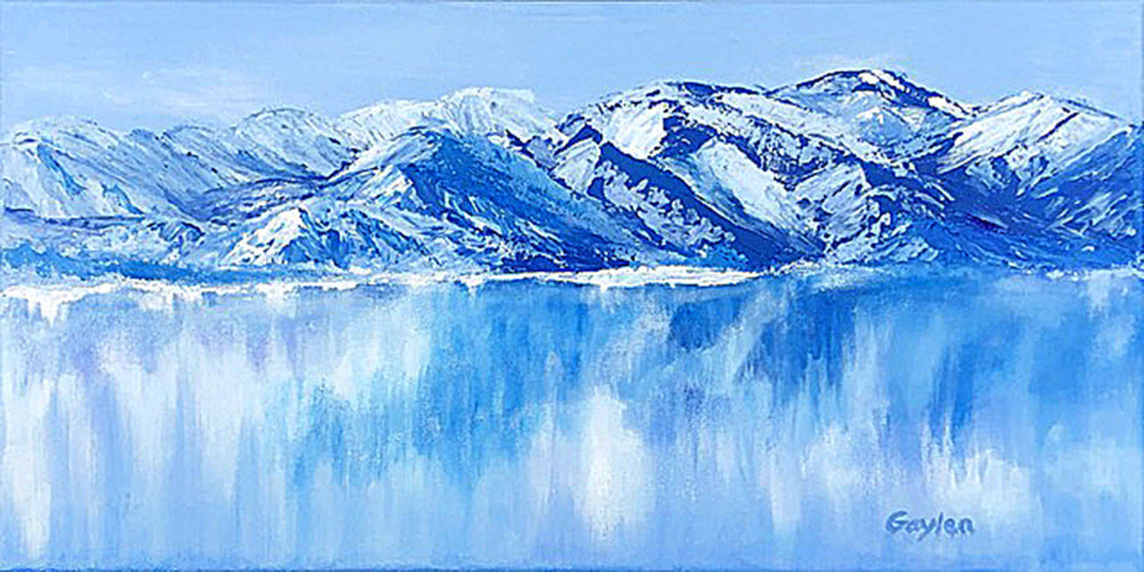 “Cascade Blues” by artist Gaylen Whiteman is part of an exhibit of 15 Whidbey Island artists at Artworks Gallery in Greenbank.