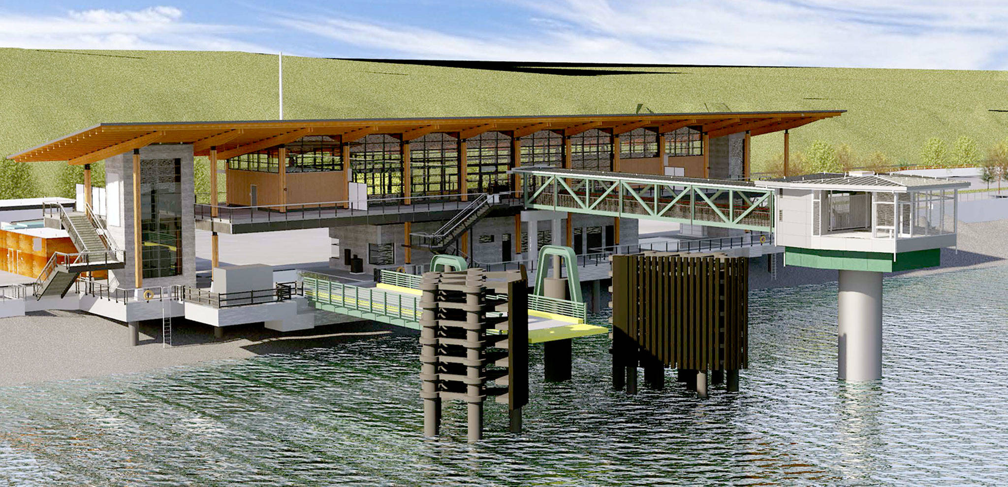An artist’s rendering of the new ferry terminal under construction in Mukilteo. (Washington State Department of Transportation)