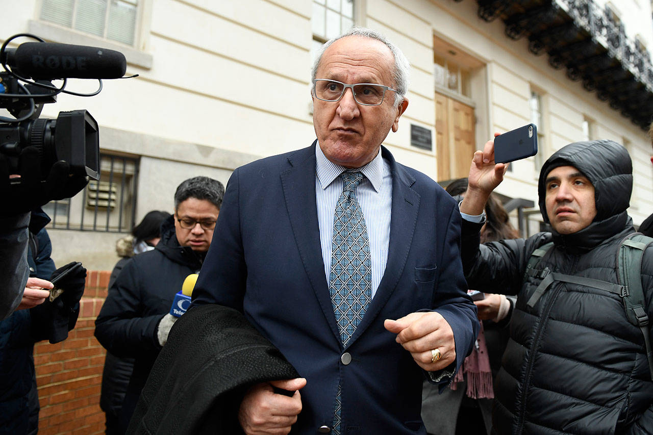 Jesus Seade, Mexican undersecretary to North America, is followed by journalists as he leaves following a meeting with U.S. Trade Representative Robert Lighthizer​​ in Washington on Monday. (AP Photo/Susan Walsh)