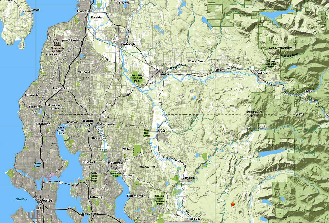 The red star on the map shows the location of Wednesday night’s earthquake. (United States Geological Survey)