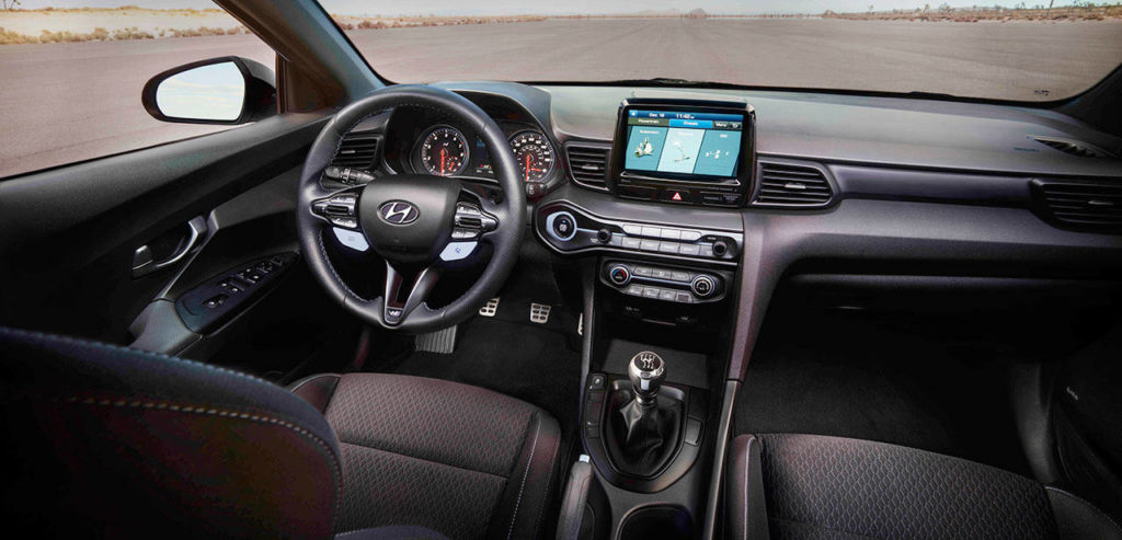 The Hyundai Veloster N’s infotainment system includes an 8-inch touchscreen in tandem with physical buttons and dials, and an Infinity premium audio system. (Manufacturer photo)
