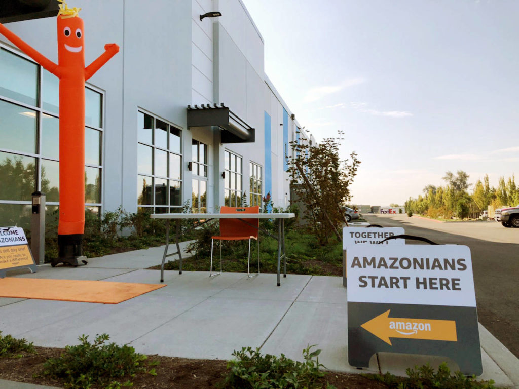 The 100,000-square-foot Amazon fulfillment/delivery center at the Port of Everett’s Riverside Business Park is expected to hire hundreds of workers. (Janice Podsada / The Herald)
