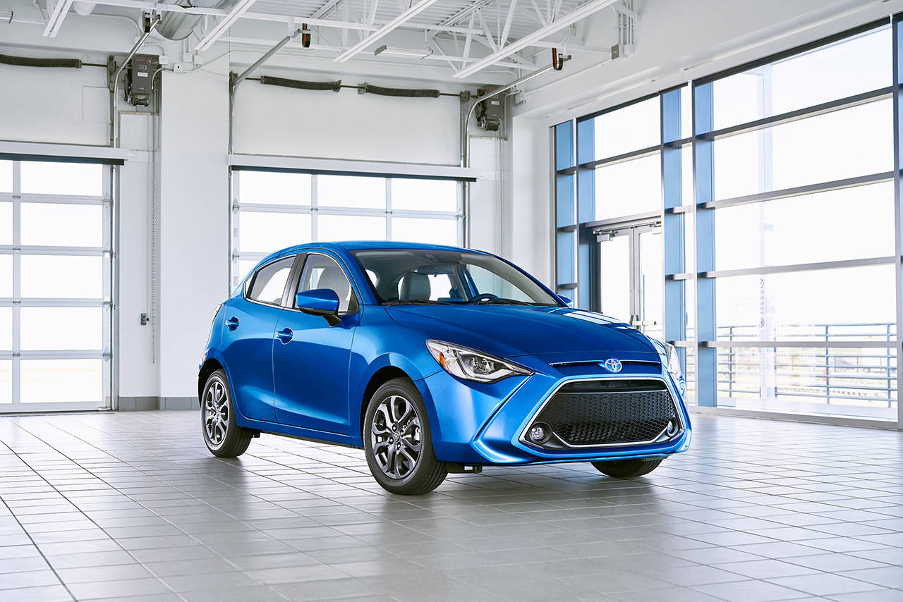 The 2020 Toyota Yaris Hatchback has a 106-horsepower four-cylinder engine and a six-speed automatic transmission. (Manufacturer photo)