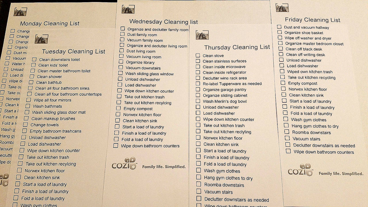 Put the whole family to work tidying the home by creating daily to-do lists. (Jennifer Bardsley)