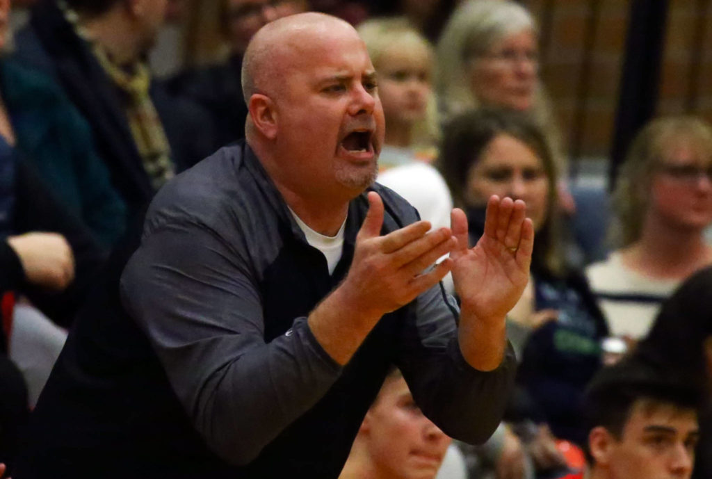 Stanwood defeated Mountlake Terrace 53-51 Friday night at Mountlake Terrace High School on January 10, 2020. (Kevin Clark / The Herald)
