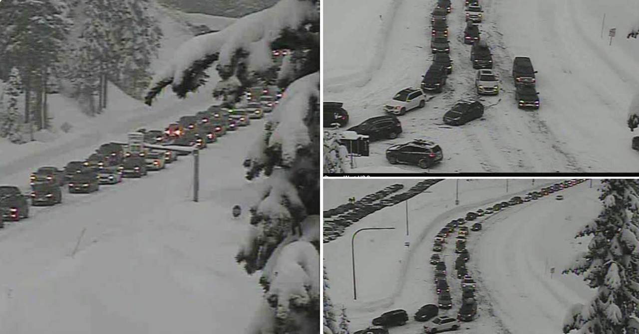 Stevens Pass was closed to eastbound motorists at 11:30 a.m. Saturday. (WSDOT)