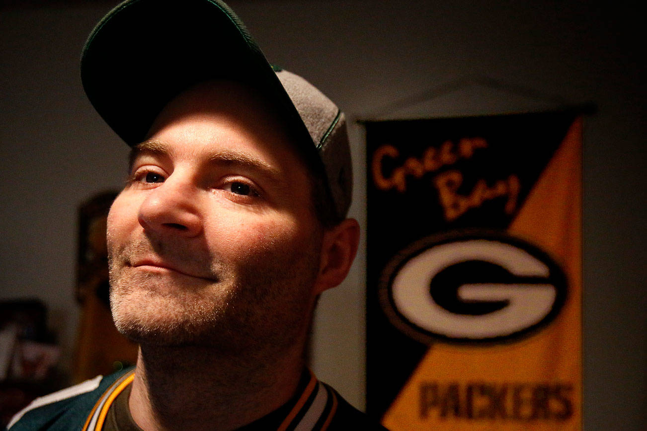 Everett’s Jerry Garner is president of the Northwest Packer Backers, a fan group that supports the NFL team from his home town of Green Bay, Wisconsin. The group has been a generous supporter of Christmas House. (Dan Bates / The Herald)